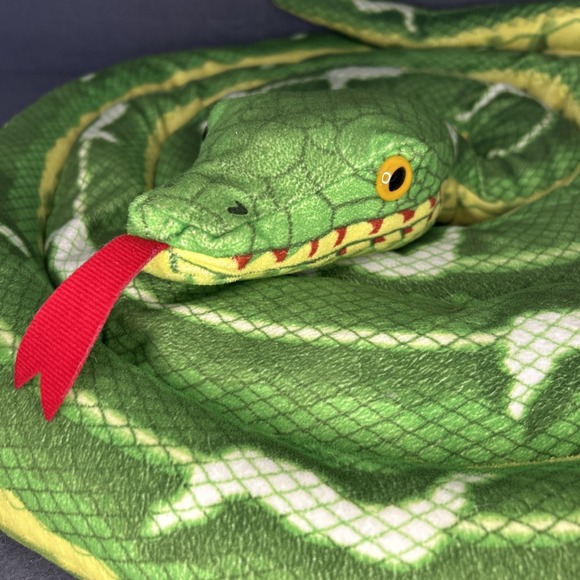 Melissa & Doug Giant 15 Ft Snake Plush Boa Constrictor Green Yellow Stuffed Toy - Picture 3 of 6